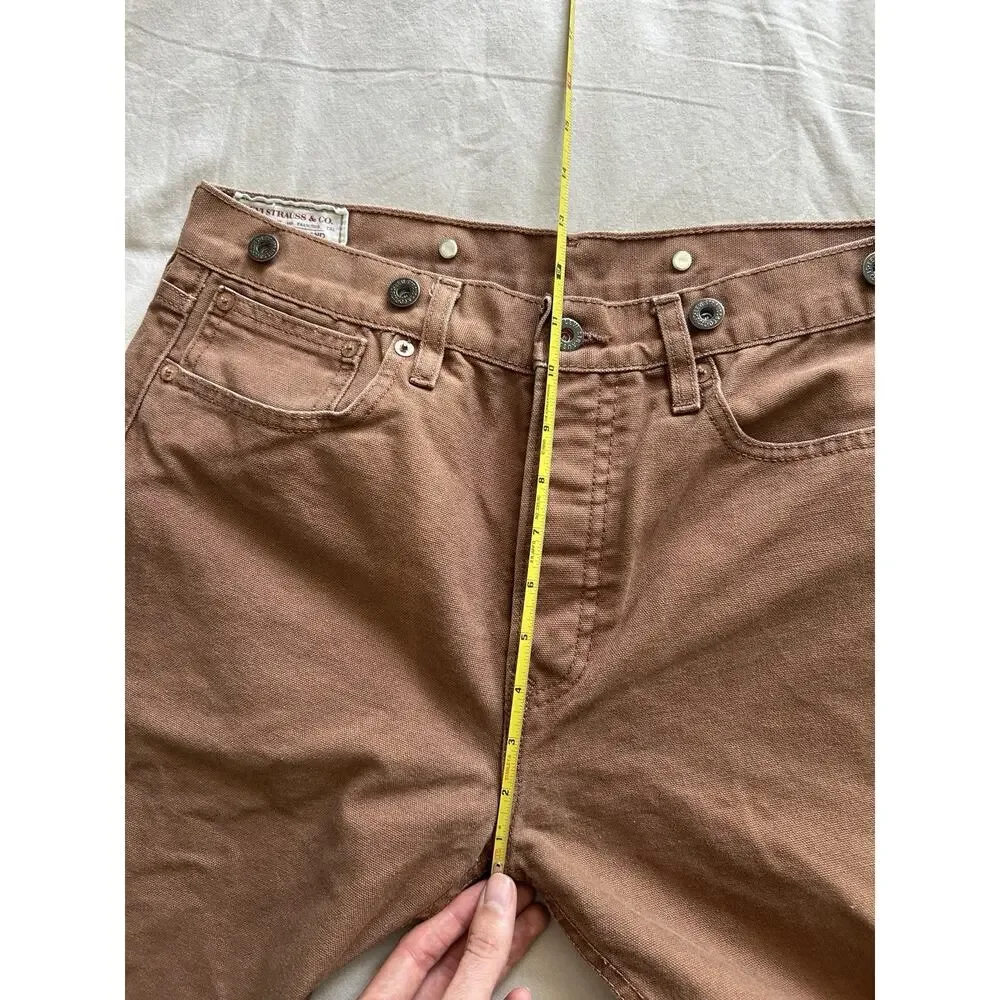 Levi’s Brown Duck Canvas Jeans Button Fly Cinch Buckle Back Relaxed Men’s 32x30